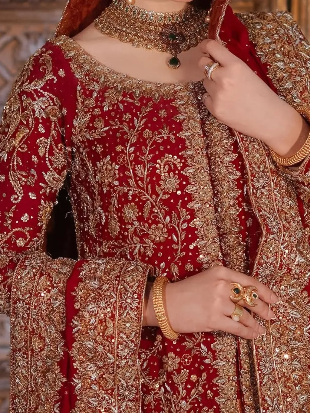 Crimson red blood bridal lehenga