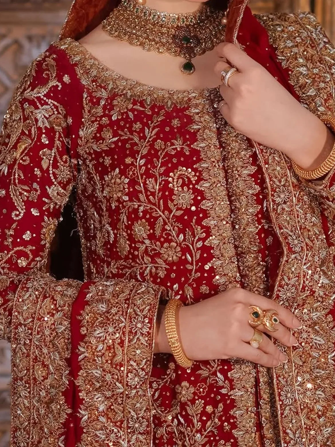 Crimson red blood bridal lehenga