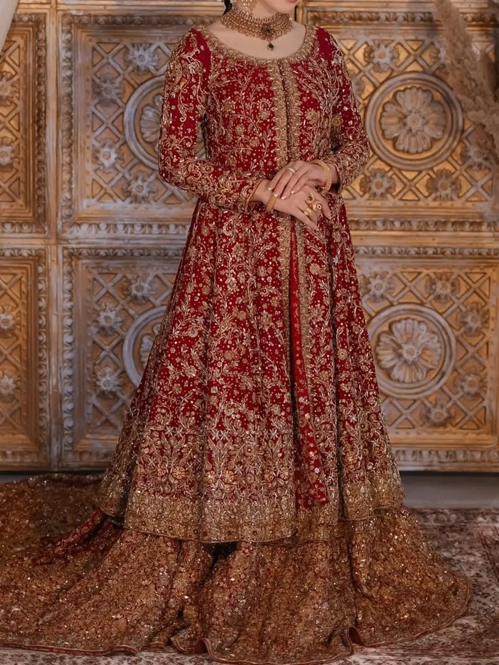 Crimson red blood bridal lehenga