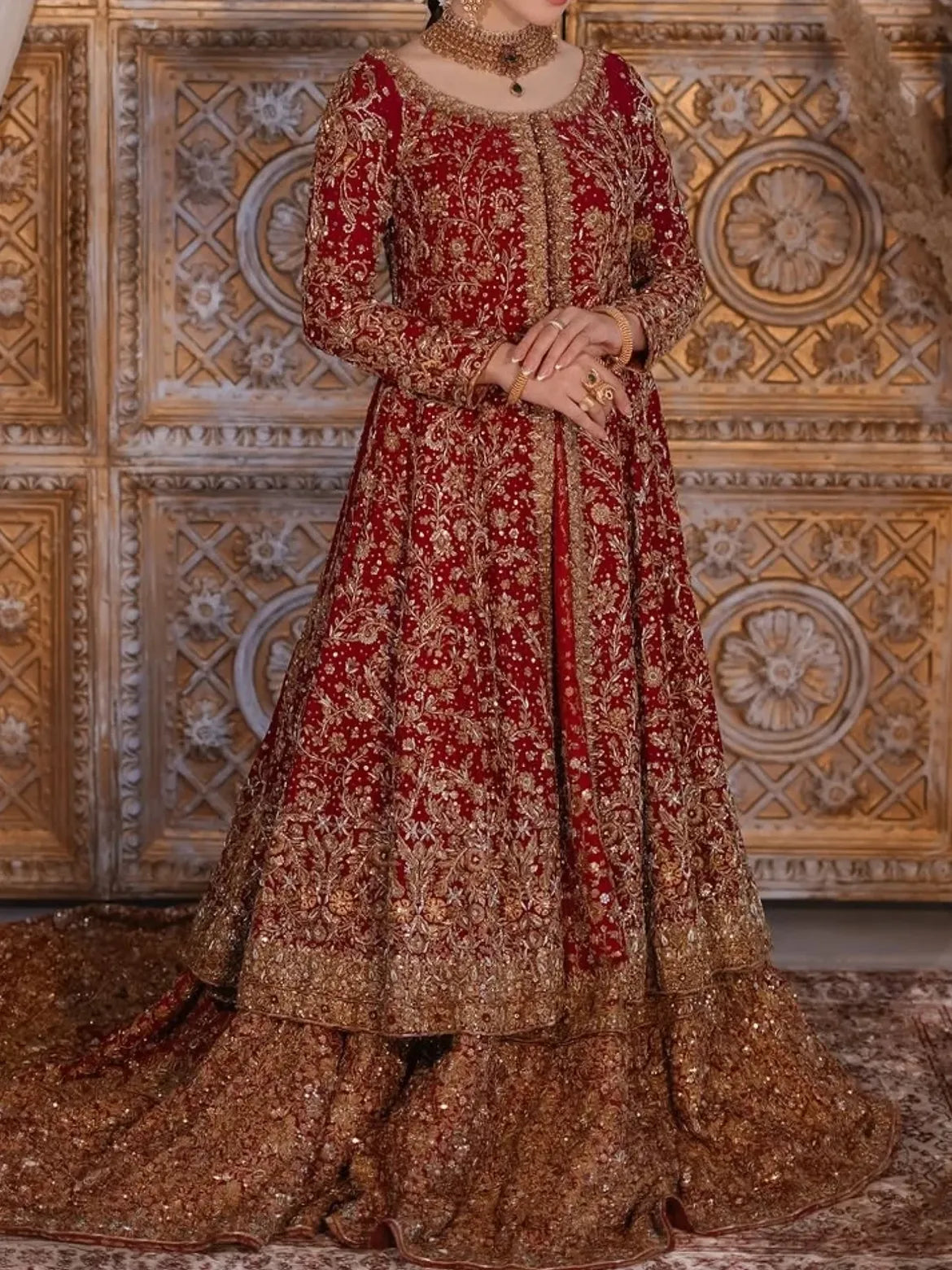 Crimson red blood bridal lehenga