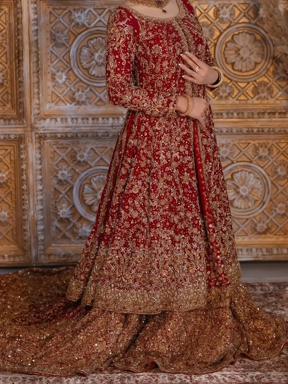 Crimson red blood bridal lehenga