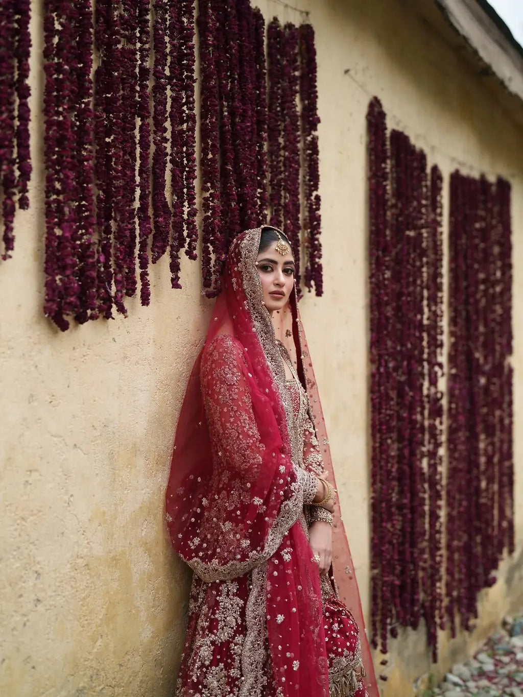 RED BRIDAL WEAR LEHENGA PISHWAS