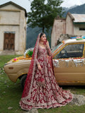 RED BRIDAL WEAR LEHENGA PISHWAS