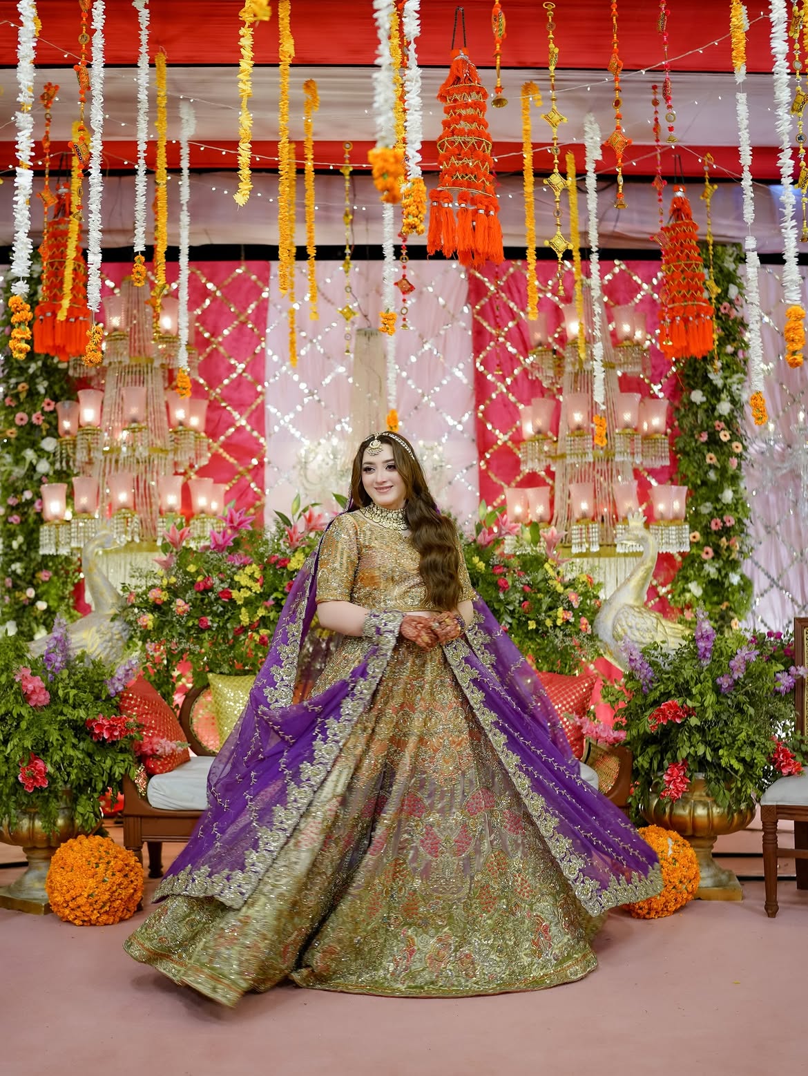 BEIGE PURPLE BRIDAL LEHENGA