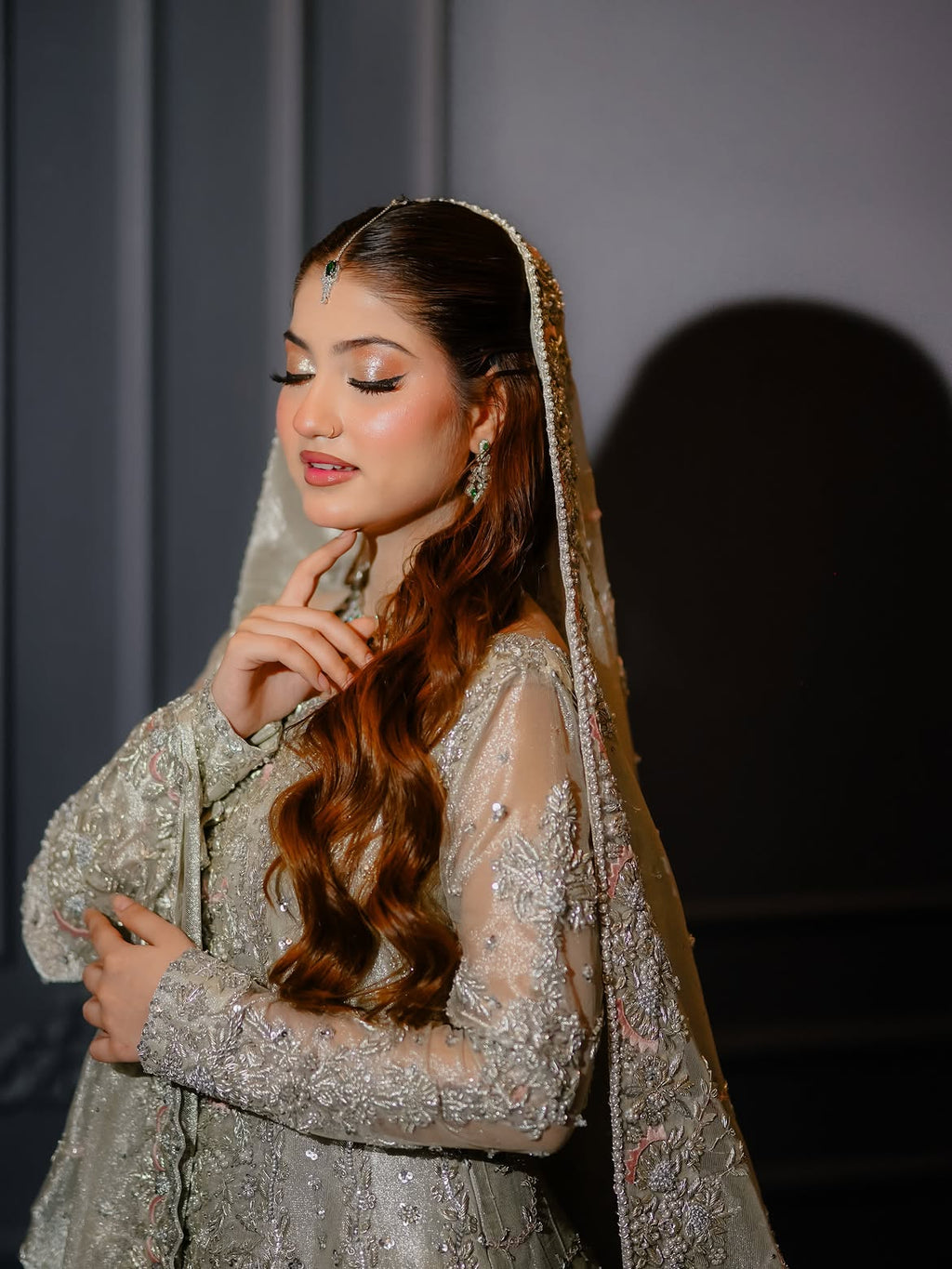 ICE SILVER BRIDAL LEHENGA GOWN