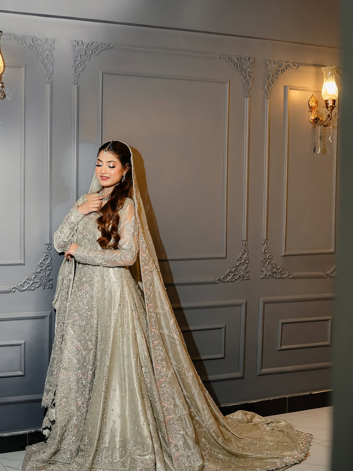 ICE SILVER BRIDAL LEHENGA GOWN