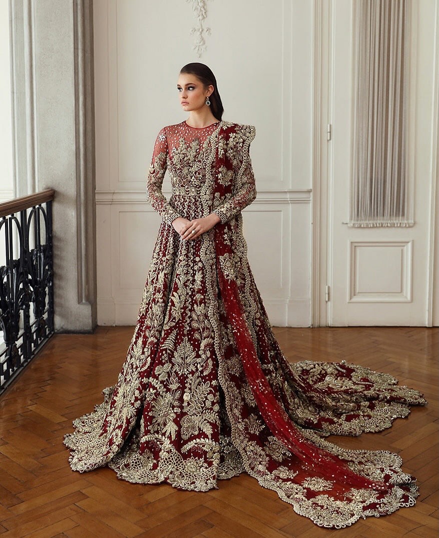 Rich-bright red bridal maxi