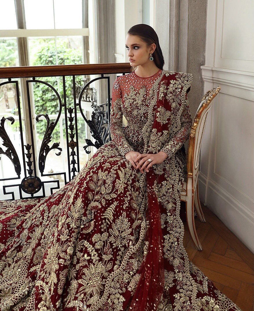 Rich-bright red bridal maxi