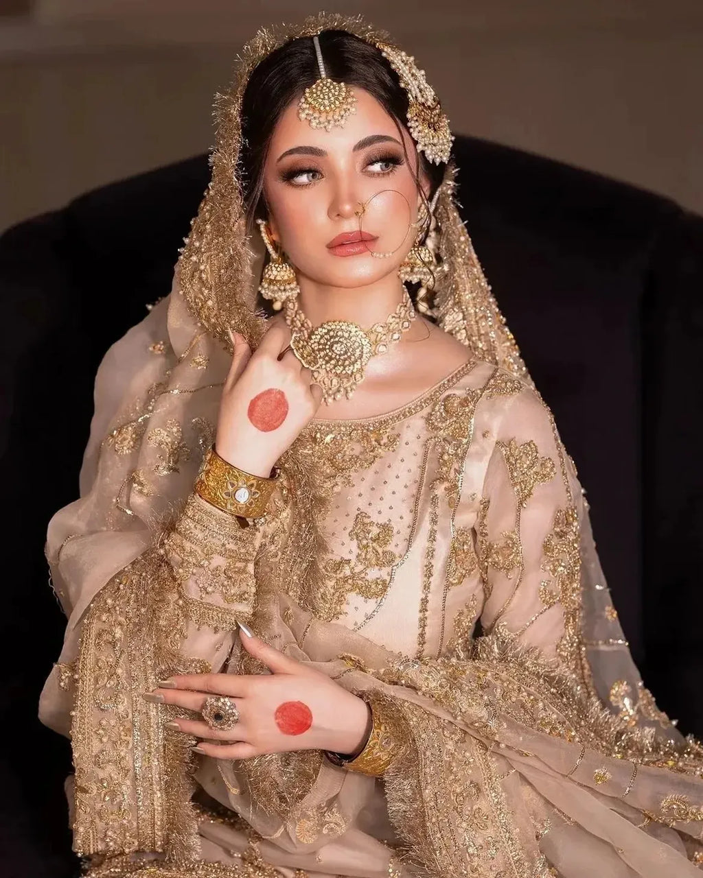 Creamy bridal lehenga