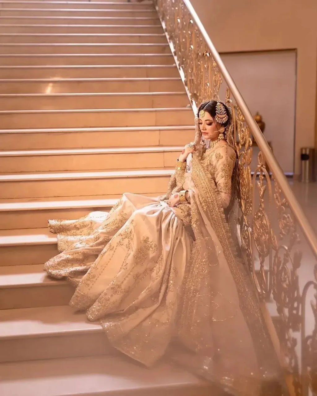 Creamy bridal lehenga