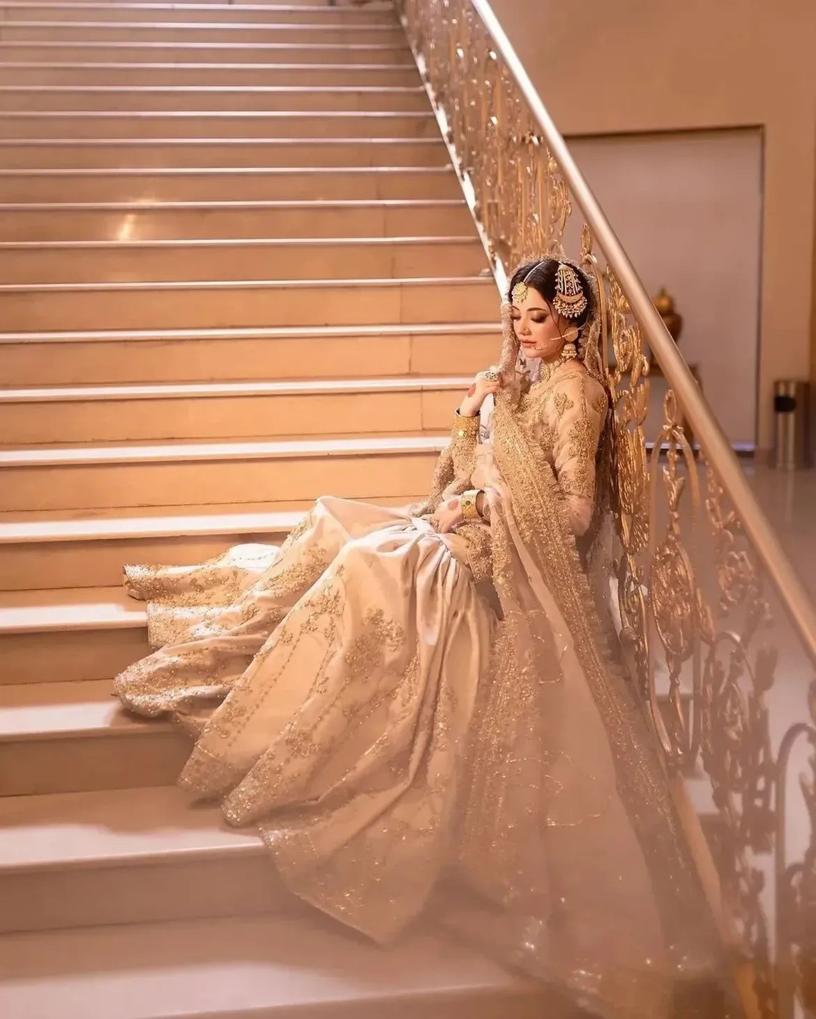 Creamy bridal lehenga