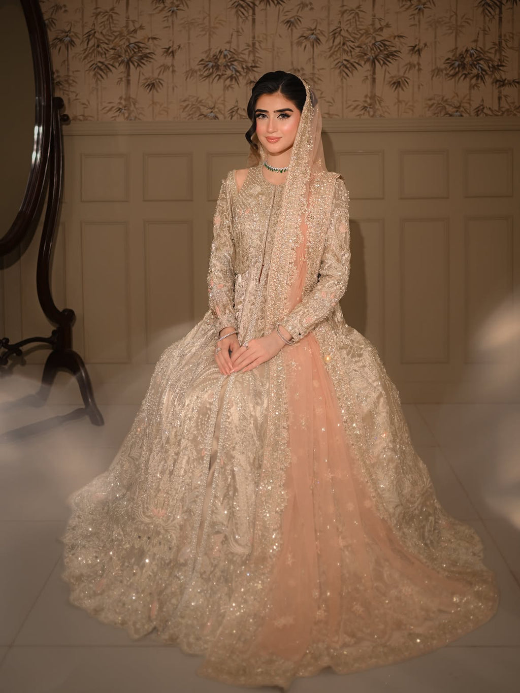 PEACHY SILVER BRIDAL GOWN