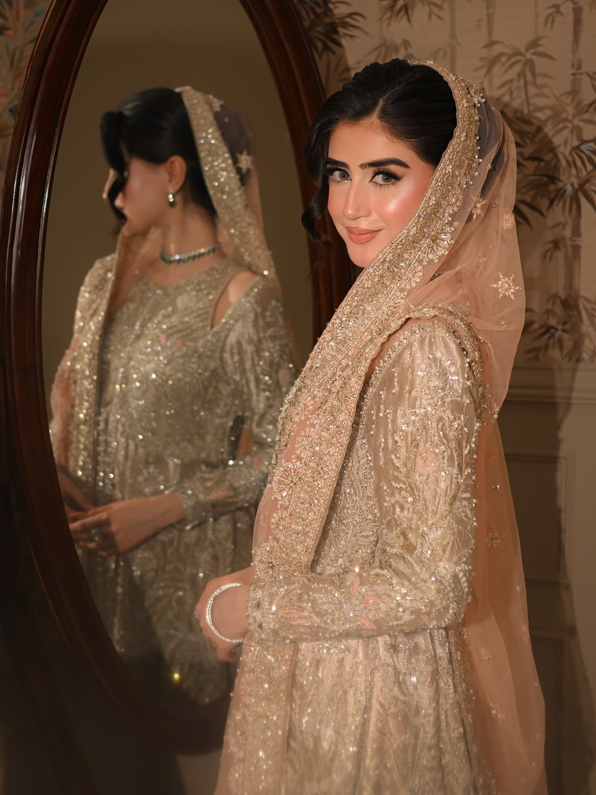 PEACHY SILVER BRIDAL GOWN