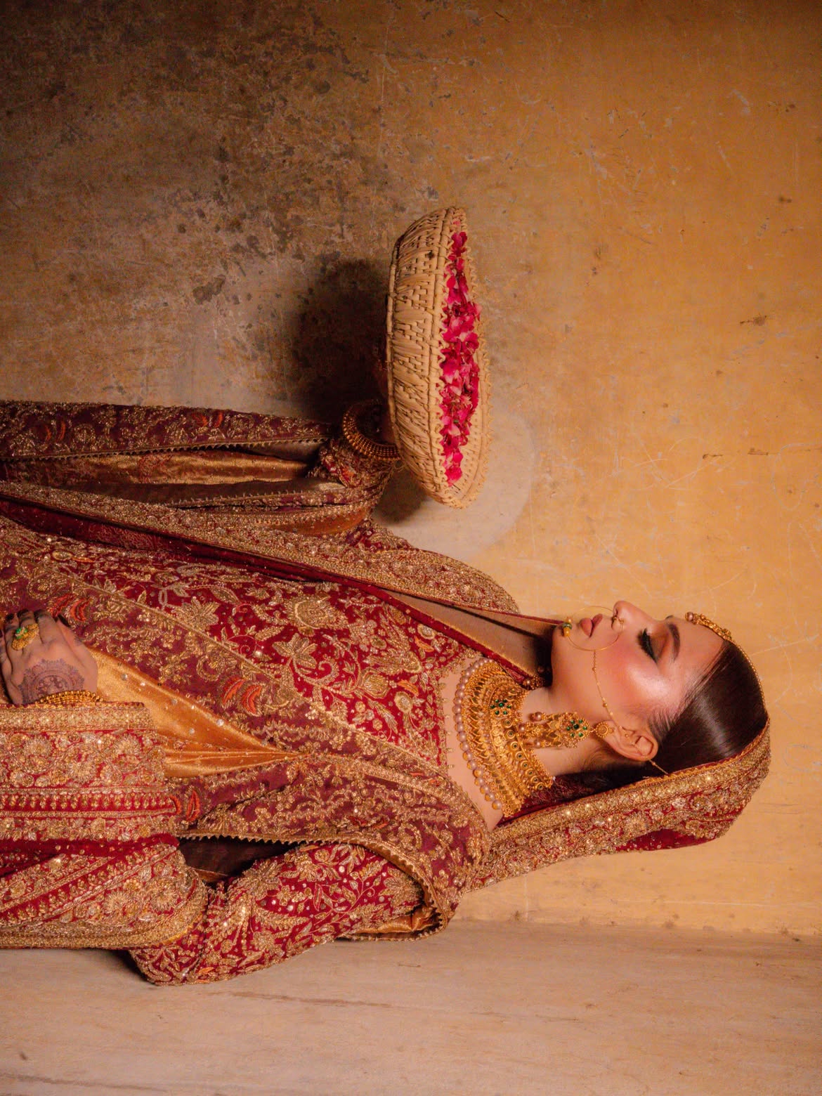 RED ICY CRYSTALS BRIDAL LEHENGA