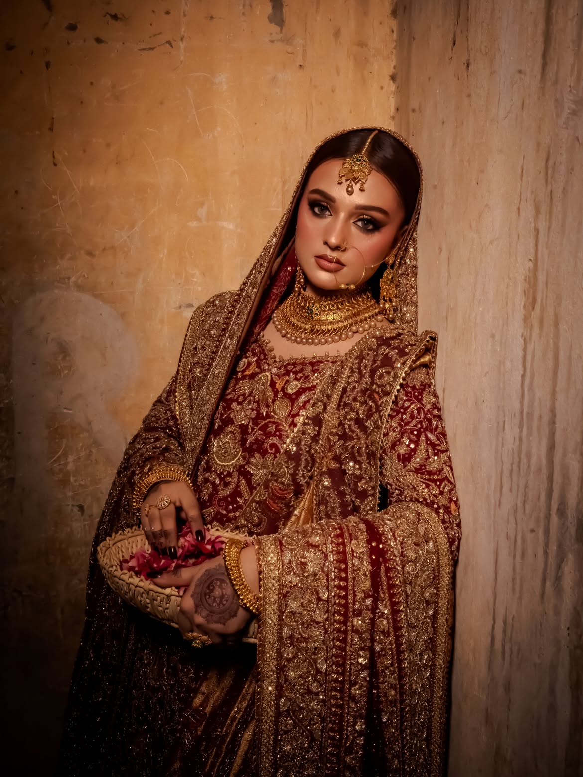 RED ICY CRYSTALS BRIDAL LEHENGA