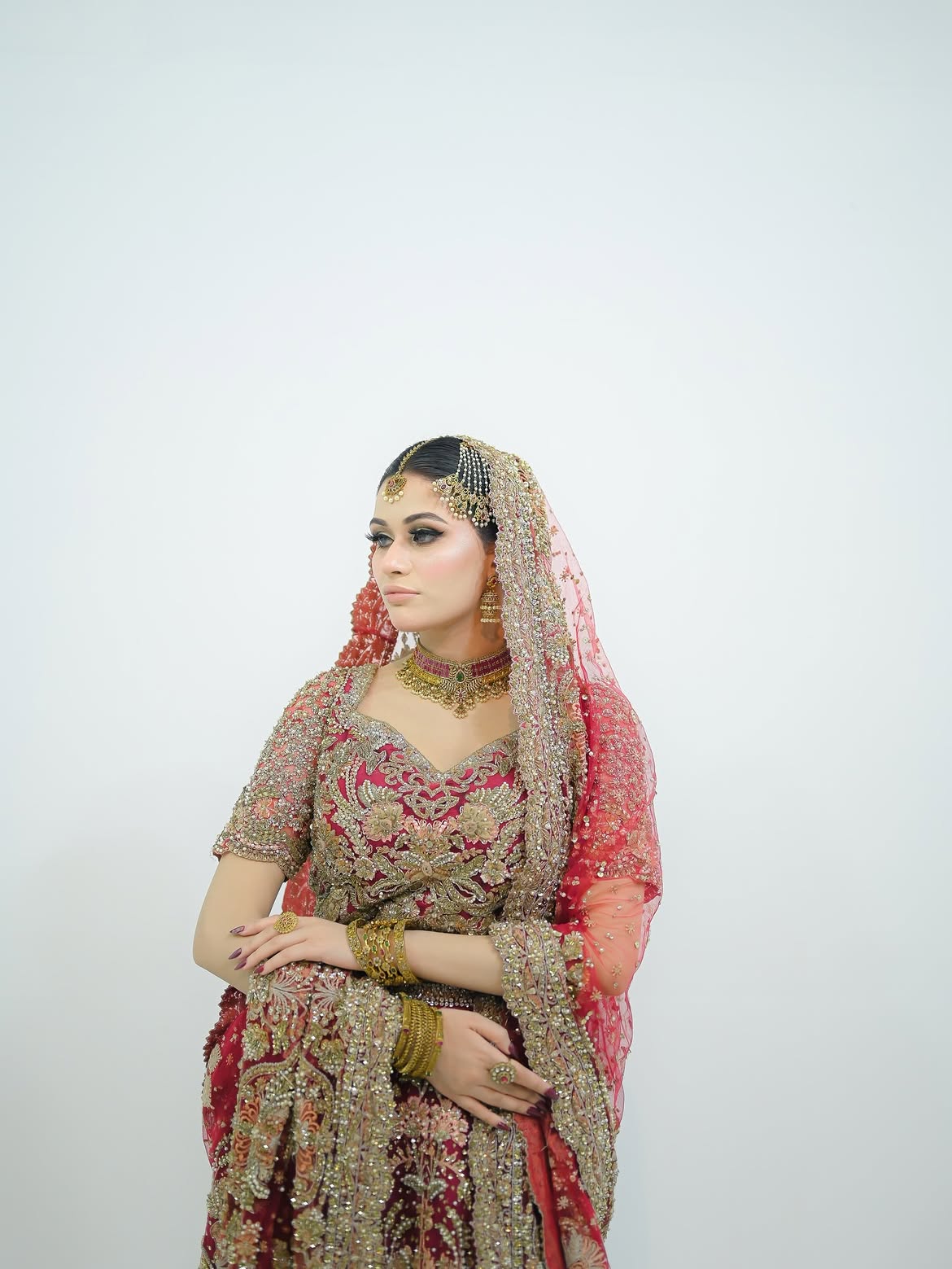 Carot-red bridal wear