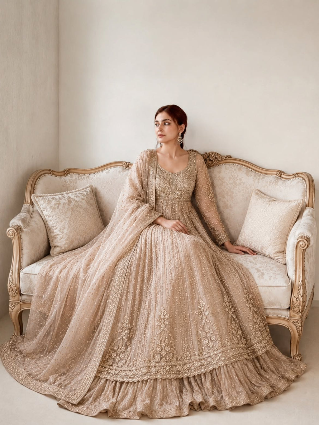 BEIGE BRIDAL MAXI