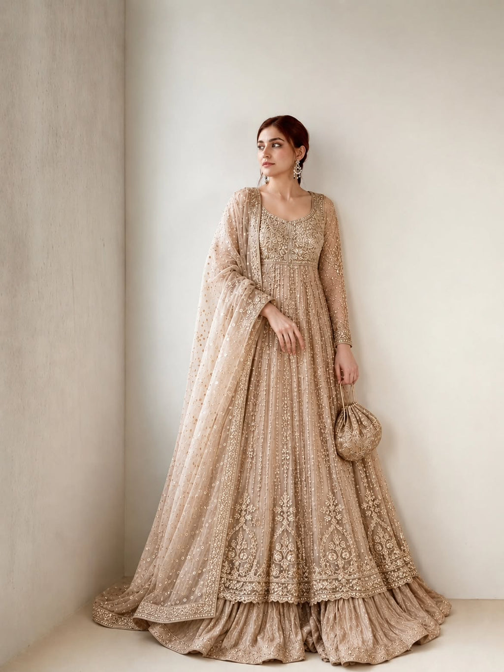 BEIGE BRIDAL MAXI